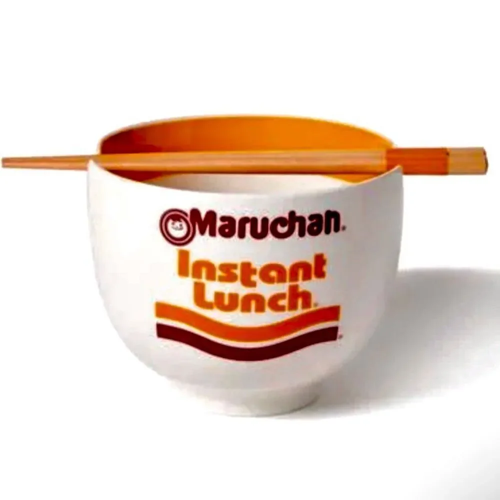 NWT Maruchan Ramen Microwave Dishwasher Safe Ceramic Bowl w/ Reusable Chopsticks